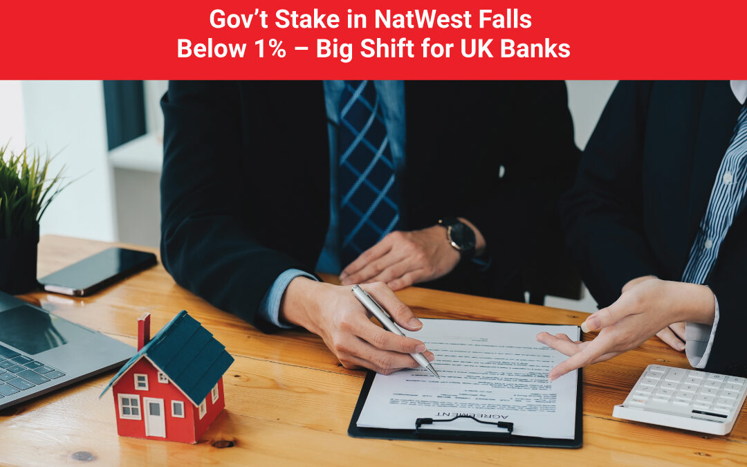 Government building with NatWest logo and declining share graph representing reduced stake